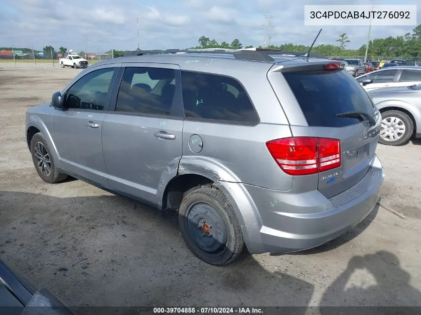 2018 Dodge Journey Se VIN: 3C4PDCAB4JT276092 Lot: 39704855