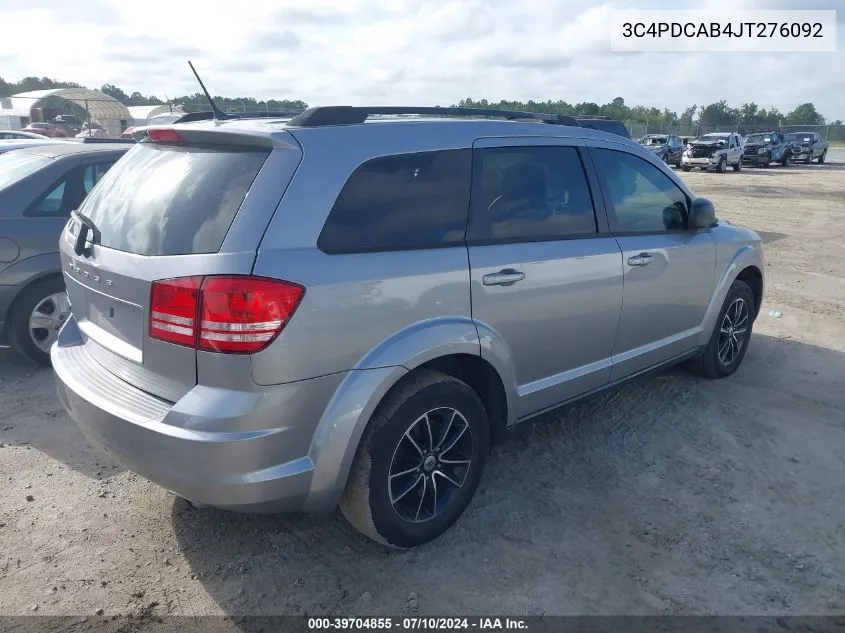 2018 Dodge Journey Se VIN: 3C4PDCAB4JT276092 Lot: 39704855