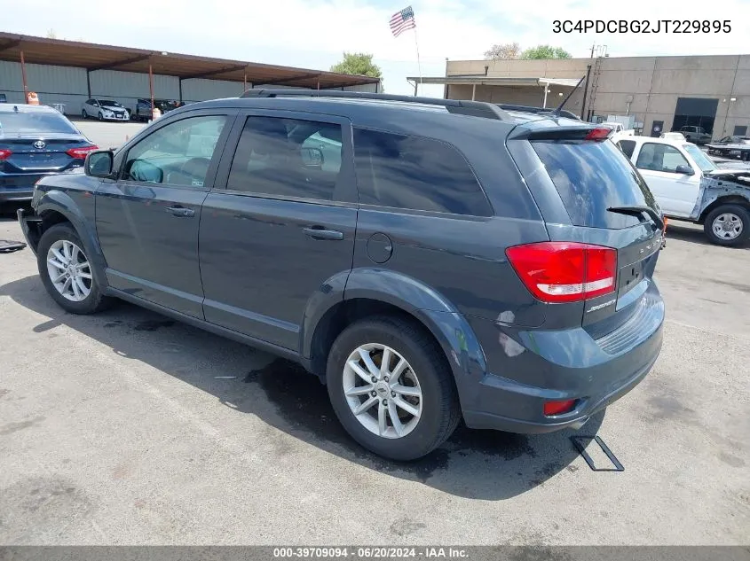 2018 Dodge Journey Sxt VIN: 3C4PDCBG2JT229895 Lot: 39709094