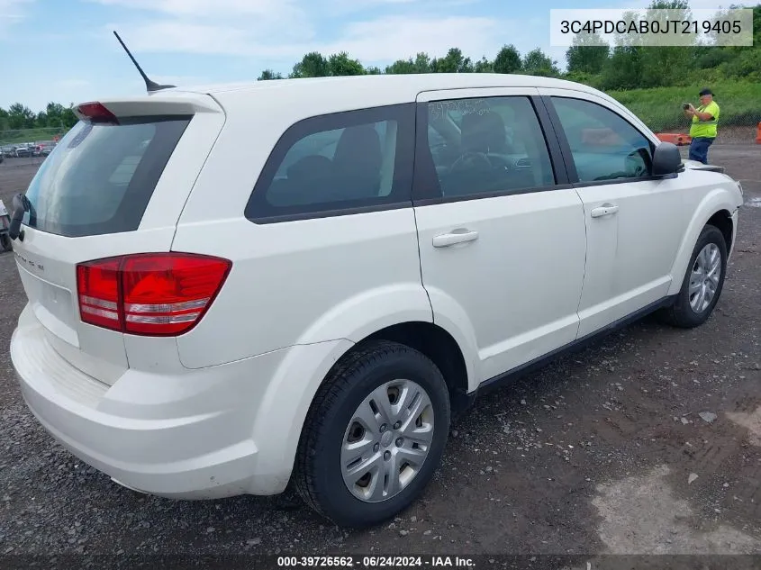 2018 Dodge Journey Cvp/Se VIN: 3C4PDCAB0JT219405 Lot: 39726562