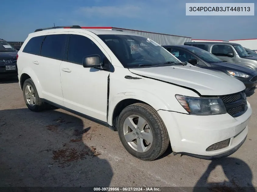 2018 Dodge Journey Se VIN: 3C4PDCAB3JT448113 Lot: 39729956