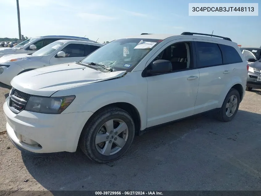 2018 Dodge Journey Se VIN: 3C4PDCAB3JT448113 Lot: 39729956