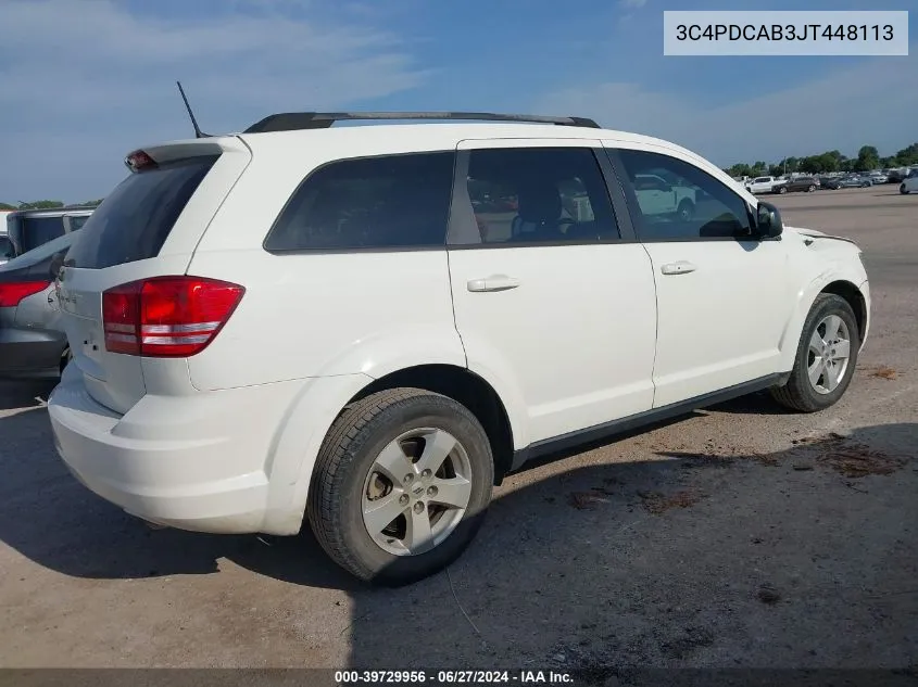 2018 Dodge Journey Se VIN: 3C4PDCAB3JT448113 Lot: 39729956