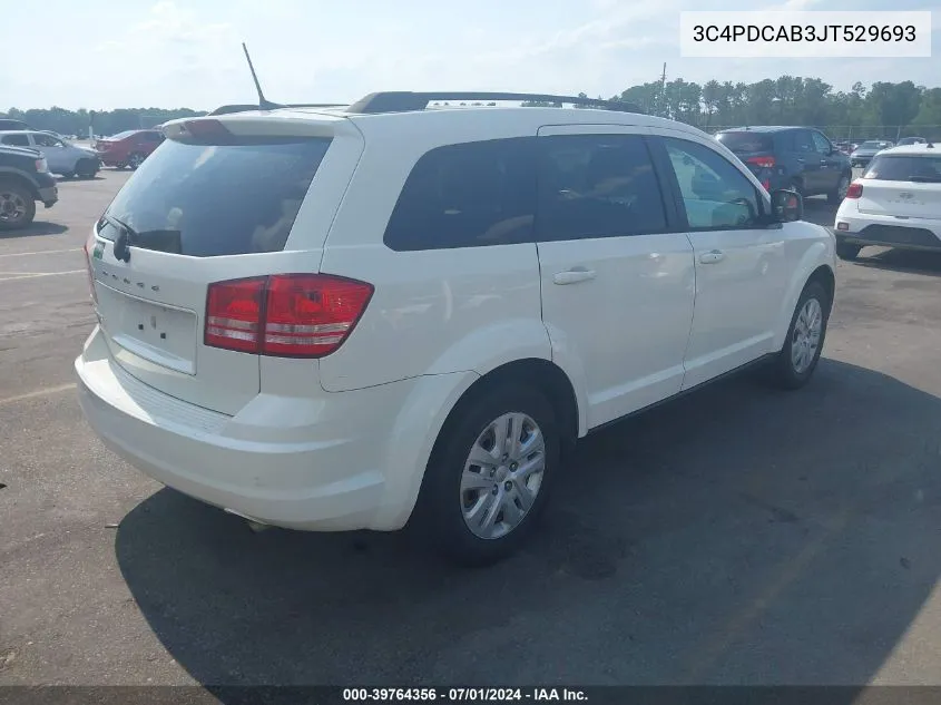 2018 Dodge Journey Se VIN: 3C4PDCAB3JT529693 Lot: 39764356