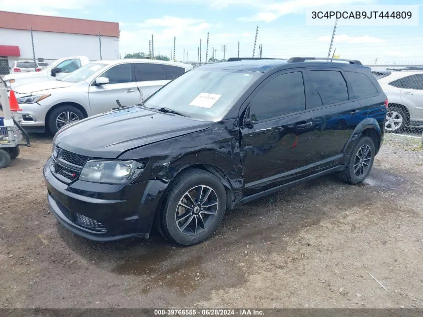 2018 Dodge Journey Se VIN: 3C4PDCAB9JT444809 Lot: 39766555