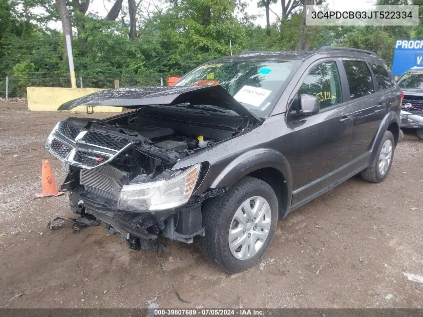 2018 Dodge Journey Sxt VIN: 3C4PDCBG3JT522334 Lot: 39807689