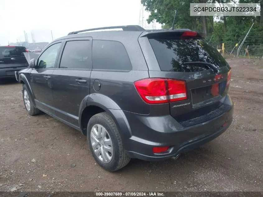 2018 Dodge Journey Sxt VIN: 3C4PDCBG3JT522334 Lot: 39807689