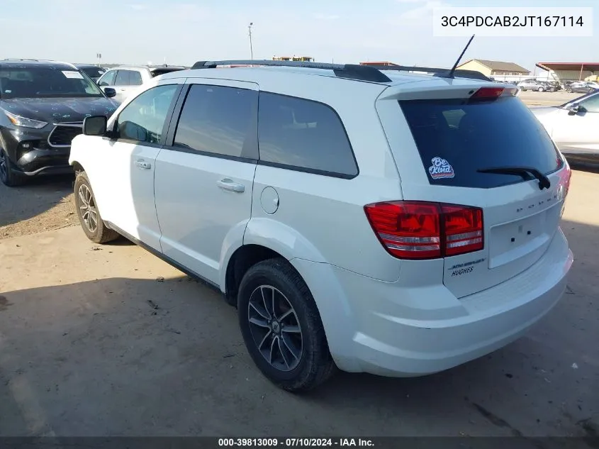 2018 Dodge Journey Se VIN: 3C4PDCAB2JT167114 Lot: 39813009