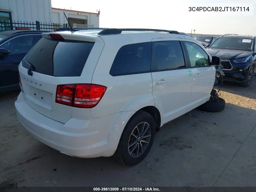 2018 Dodge Journey Se VIN: 3C4PDCAB2JT167114 Lot: 39813009