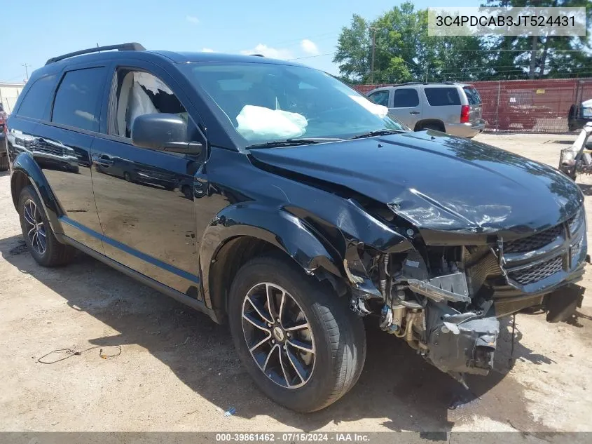 2018 Dodge Journey Se VIN: 3C4PDCAB3JT524431 Lot: 39861462