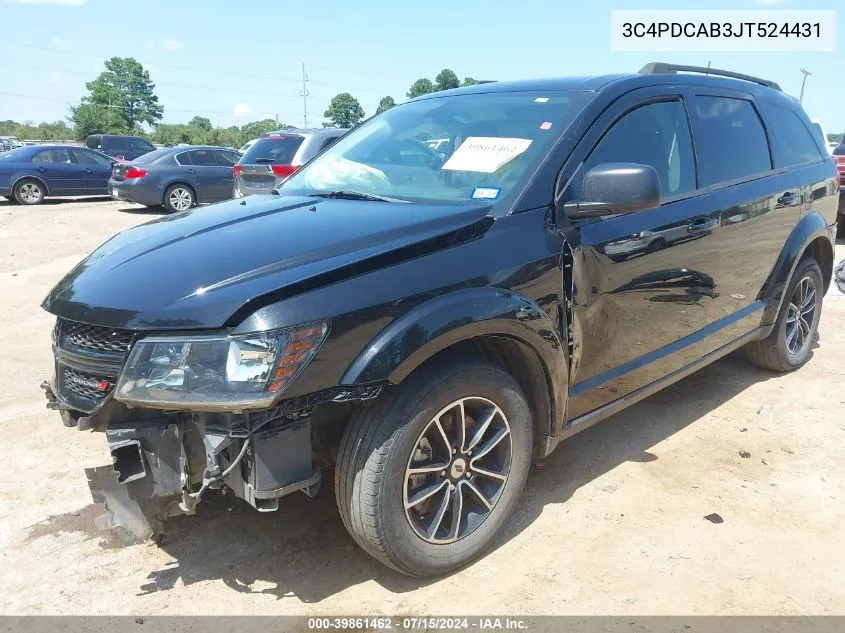 2018 Dodge Journey Se VIN: 3C4PDCAB3JT524431 Lot: 39861462