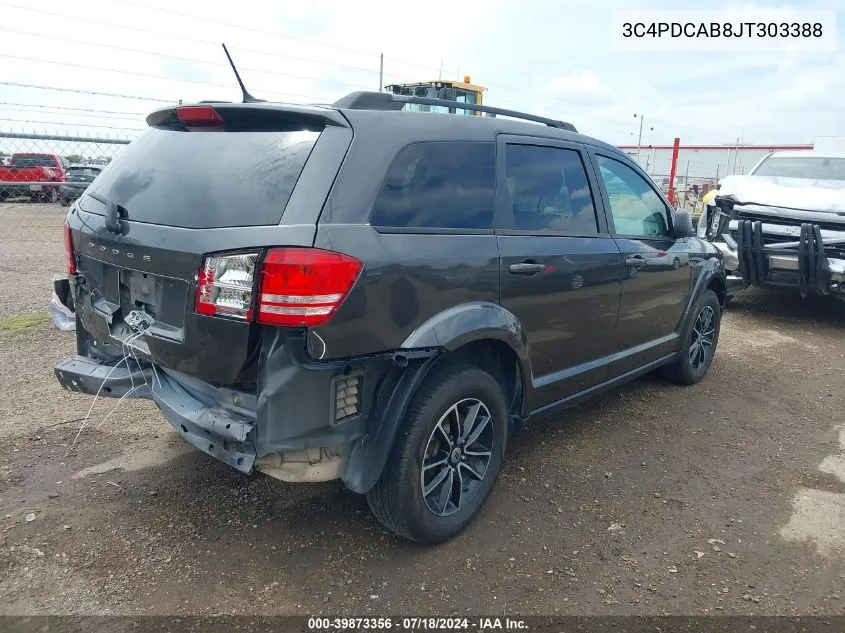 2018 Dodge Journey Se VIN: 3C4PDCAB8JT303388 Lot: 39873356