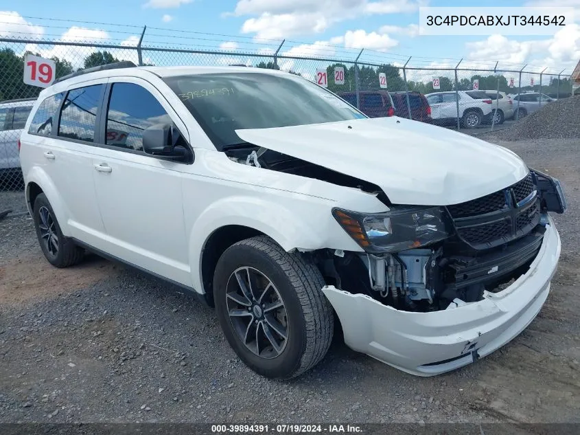 2018 Dodge Journey Se VIN: 3C4PDCABXJT344542 Lot: 39894391