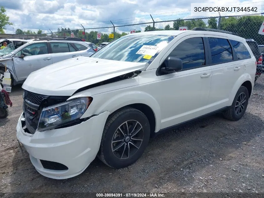 2018 Dodge Journey Se VIN: 3C4PDCABXJT344542 Lot: 39894391