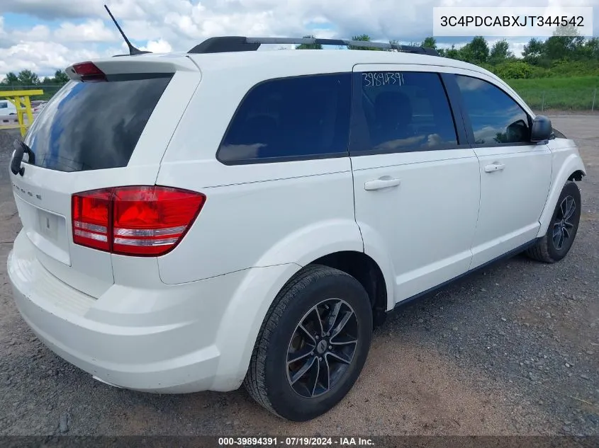 2018 Dodge Journey Se VIN: 3C4PDCABXJT344542 Lot: 39894391