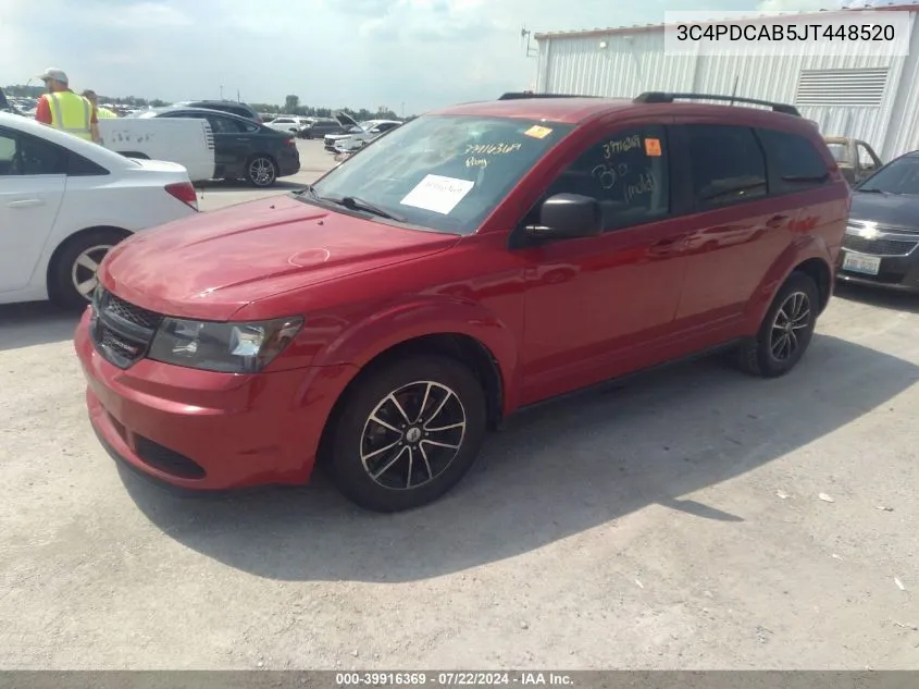 2018 Dodge Journey Se VIN: 3C4PDCAB5JT448520 Lot: 39916369