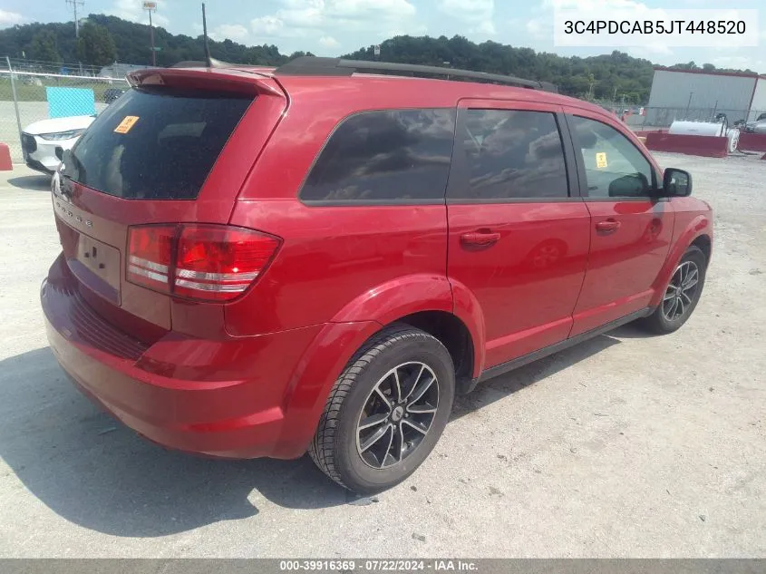 2018 Dodge Journey Se VIN: 3C4PDCAB5JT448520 Lot: 39916369