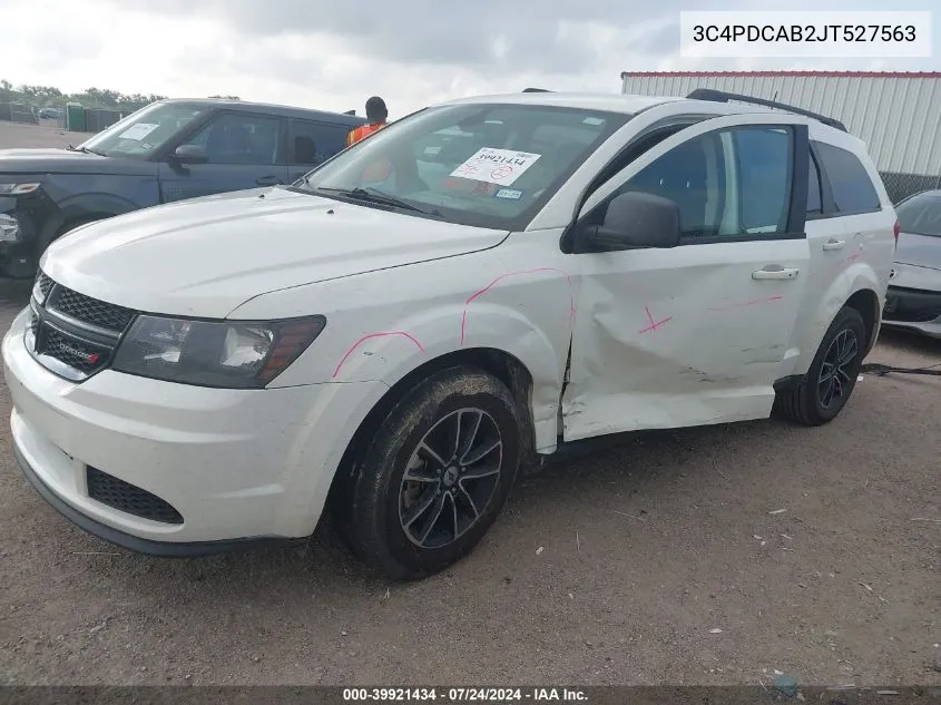 2018 Dodge Journey Se VIN: 3C4PDCAB2JT527563 Lot: 39921434