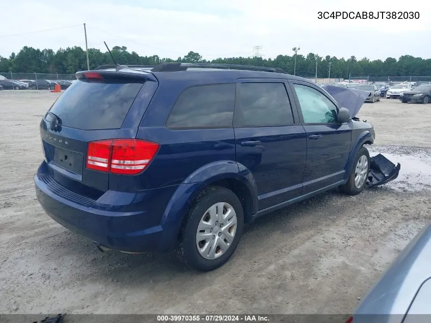 2018 Dodge Journey Se VIN: 3C4PDCAB8JT382030 Lot: 39970355