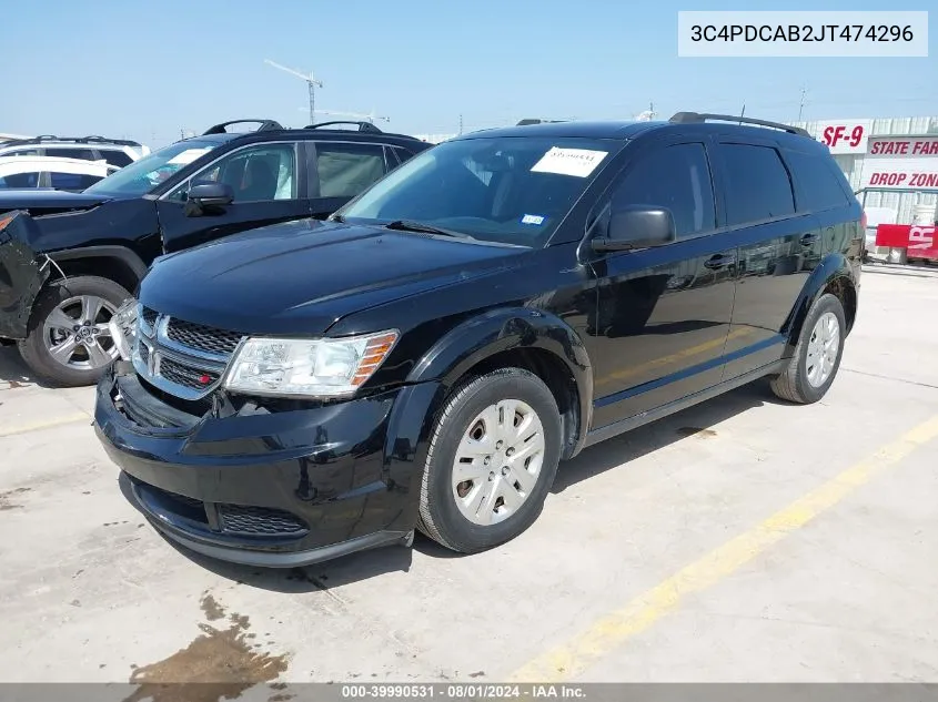 2018 Dodge Journey Se VIN: 3C4PDCAB2JT474296 Lot: 39990531