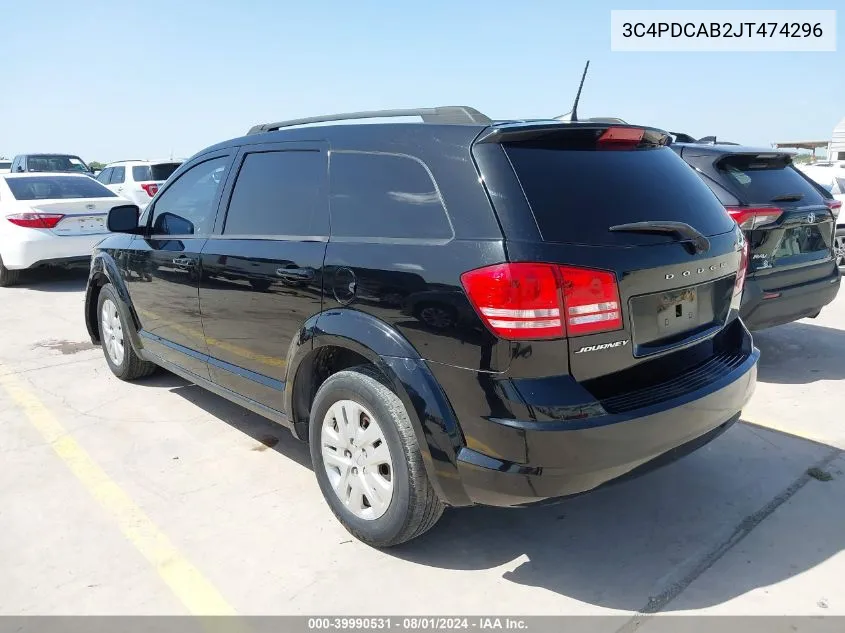 3C4PDCAB2JT474296 2018 Dodge Journey Se