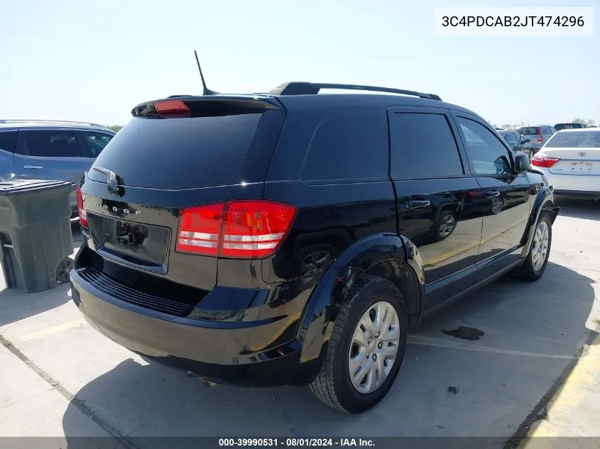 3C4PDCAB2JT474296 2018 Dodge Journey Se