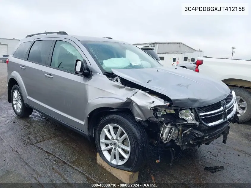 2018 Dodge Journey Sxt Awd VIN: 3C4PDDBGXJT412158 Lot: 40008710