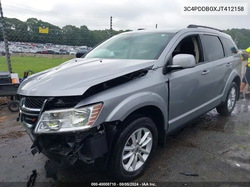 2018 Dodge Journey Sxt Awd VIN: 3C4PDDBGXJT412158 Lot: 40008710