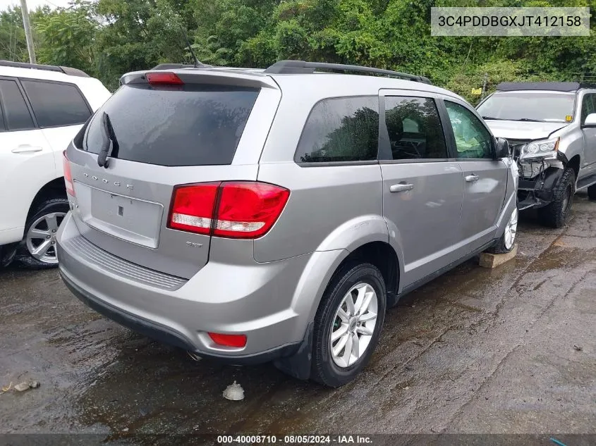 2018 Dodge Journey Sxt Awd VIN: 3C4PDDBGXJT412158 Lot: 40008710