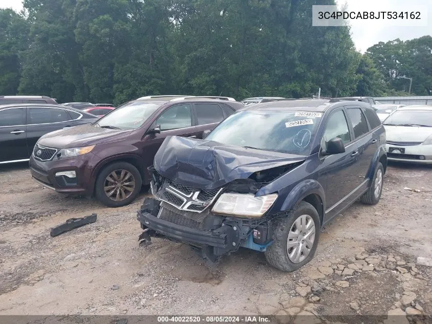 2018 Dodge Journey Se VIN: 3C4PDCAB8JT534162 Lot: 40022520