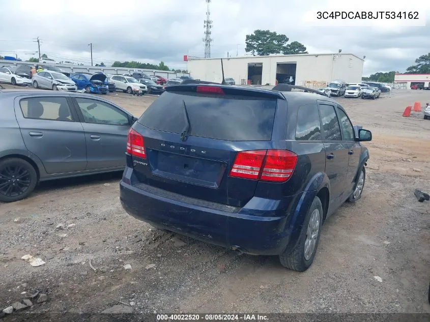 2018 Dodge Journey Se VIN: 3C4PDCAB8JT534162 Lot: 40022520