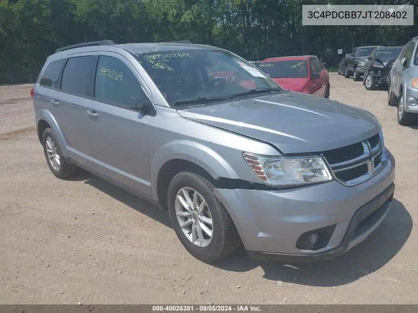 2018 Dodge Journey Sxt VIN: 3C4PDCBB7JT208402 Lot: 40026381