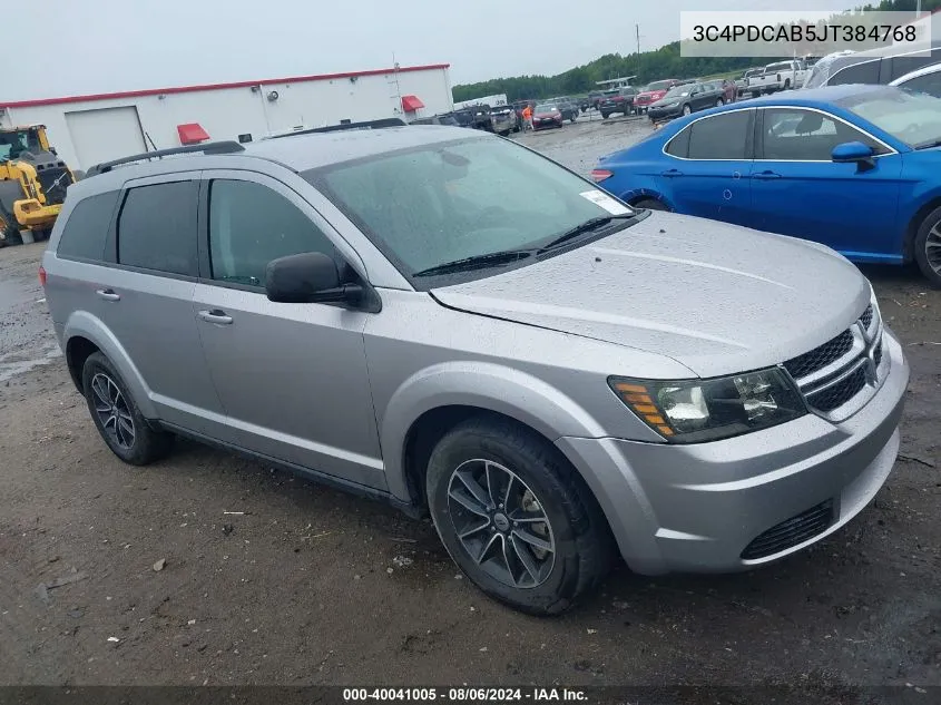 2018 Dodge Journey Se VIN: 3C4PDCAB5JT384768 Lot: 40041005