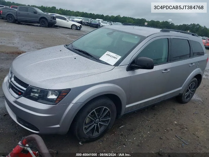 2018 Dodge Journey Se VIN: 3C4PDCAB5JT384768 Lot: 40041005