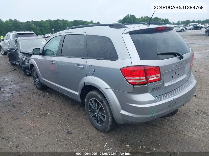 2018 Dodge Journey Se VIN: 3C4PDCAB5JT384768 Lot: 40041005