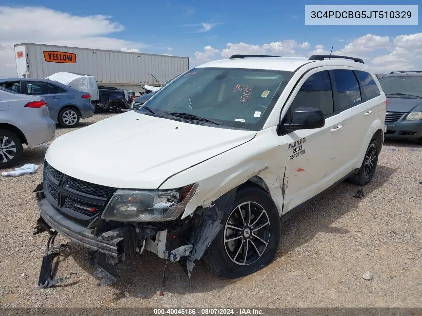 2018 Dodge Journey Sxt VIN: 3C4PDCBG5JT510329 Lot: 40045186