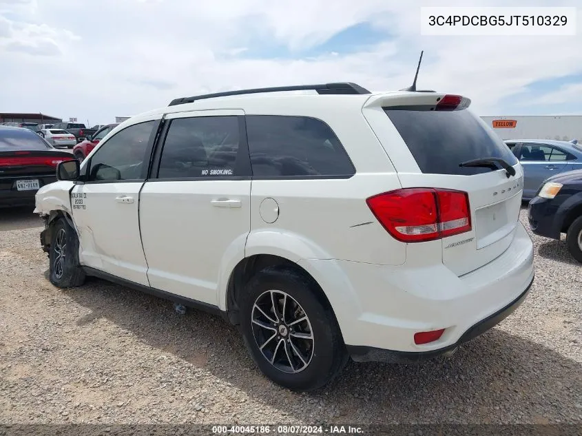 2018 Dodge Journey Sxt VIN: 3C4PDCBG5JT510329 Lot: 40045186