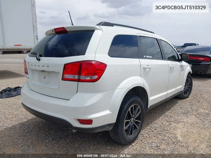 2018 Dodge Journey Sxt VIN: 3C4PDCBG5JT510329 Lot: 40045186