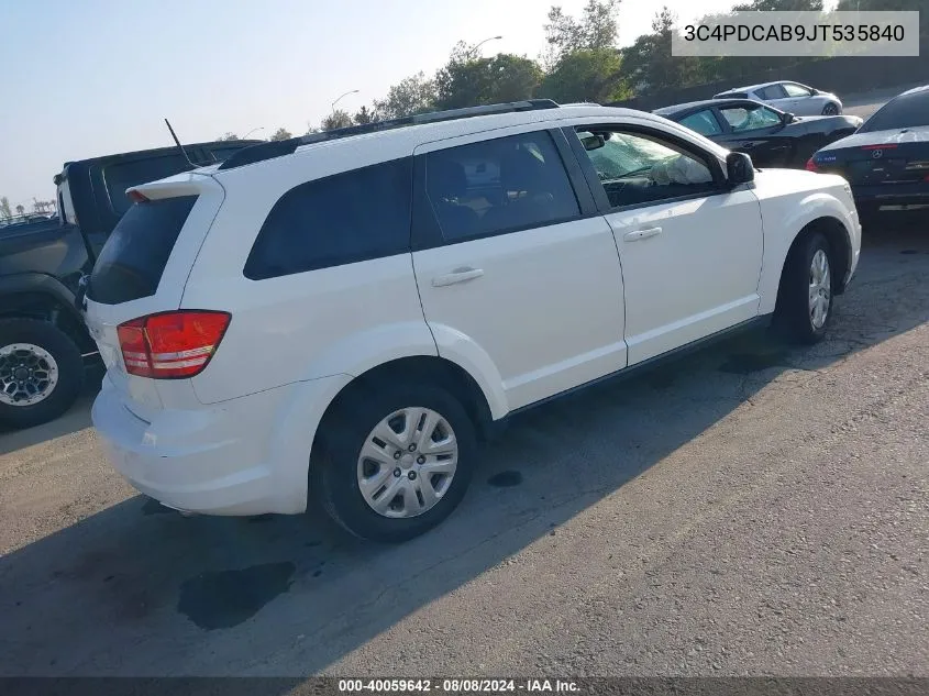 3C4PDCAB9JT535840 2018 Dodge Journey Se