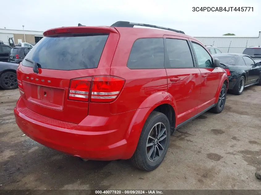 2018 Dodge Journey Se VIN: 3C4PDCAB4JT445771 Lot: 40077820