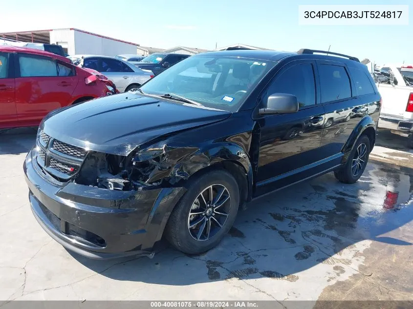 2018 Dodge Journey Se VIN: 3C4PDCAB3JT524817 Lot: 40081075