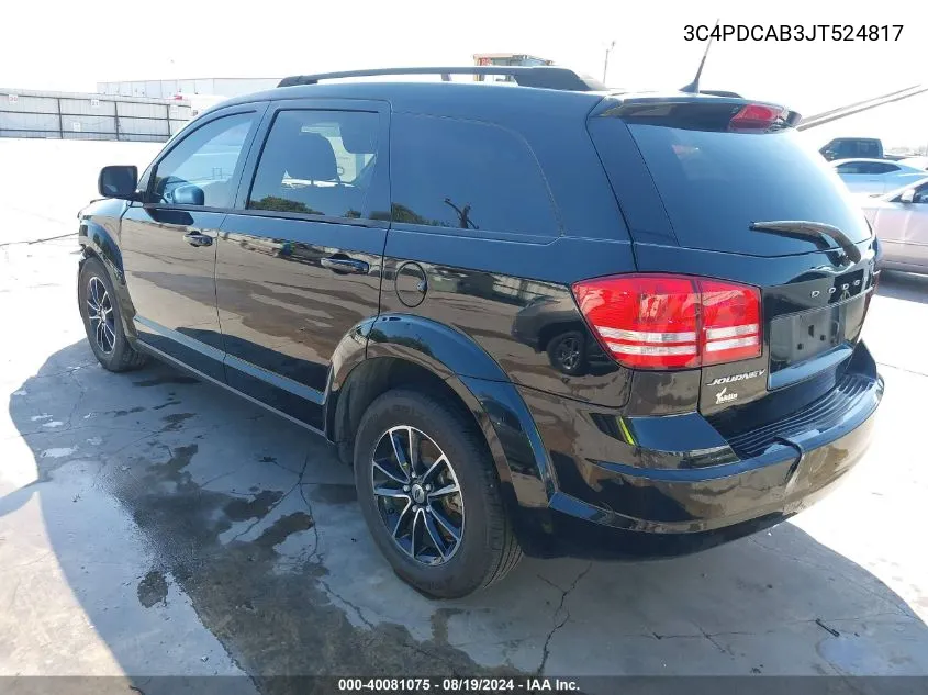 2018 Dodge Journey Se VIN: 3C4PDCAB3JT524817 Lot: 40081075