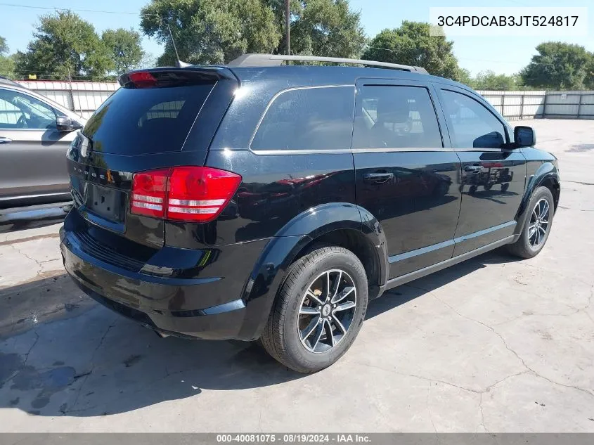 2018 Dodge Journey Se VIN: 3C4PDCAB3JT524817 Lot: 40081075