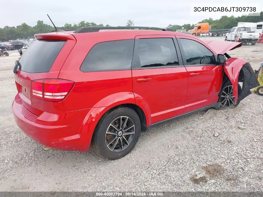 2018 Dodge Journey Se VIN: 3C4PDCAB6JT309738 Lot: 40082794