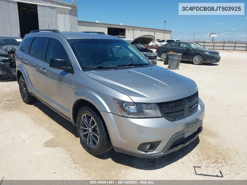 2018 Dodge Journey Sxt VIN: 3C4PDCBG8JT503925 Lot: 40091481