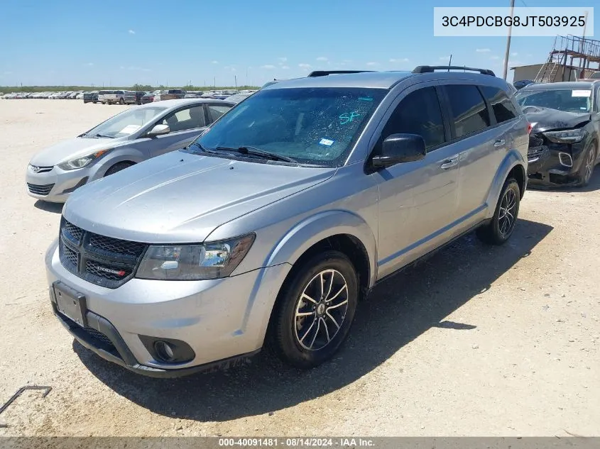 2018 Dodge Journey Sxt VIN: 3C4PDCBG8JT503925 Lot: 40091481