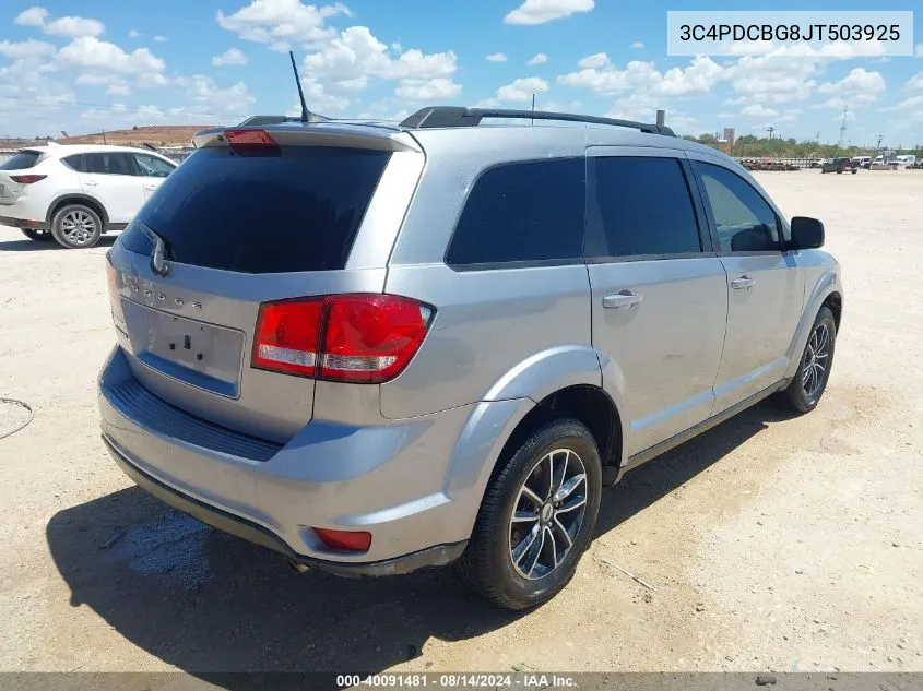 2018 Dodge Journey Sxt VIN: 3C4PDCBG8JT503925 Lot: 40091481