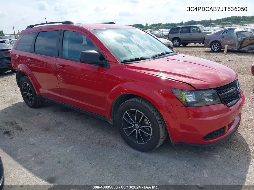 2018 Dodge Journey Se VIN: 3C4PDCAB7JT536050 Lot: 40095083