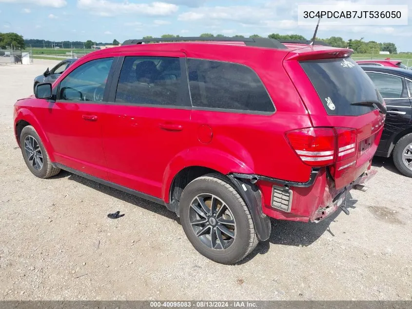 2018 Dodge Journey Se VIN: 3C4PDCAB7JT536050 Lot: 40095083