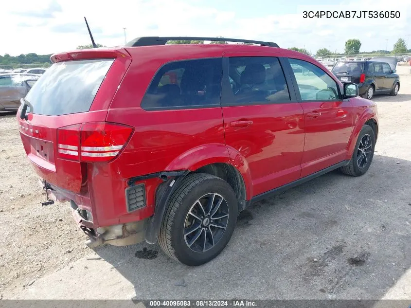 2018 Dodge Journey Se VIN: 3C4PDCAB7JT536050 Lot: 40095083